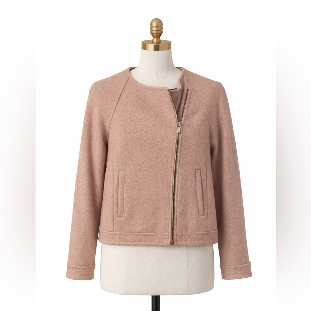 J.Crew Double-cloth motorcycle jacket BEIGE STONE SZ 2​